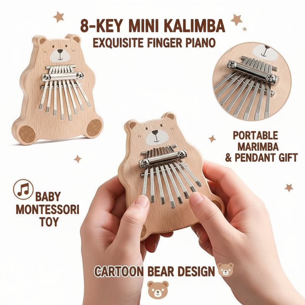 Musical Instrument Kids - 8 Key Mini Kalimba Portable Thumb