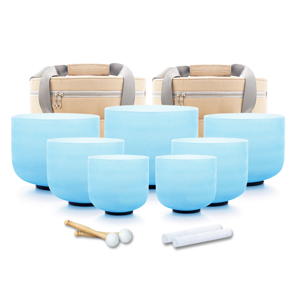 Tibetan Singing Bowl - Hye-eun 7pcs CDEFGAB Blue Crystal Singing
