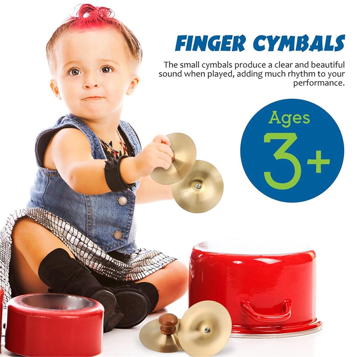 1 Pair Finger Cymbals 7cm/2.75 - Musical Instrument Kids บทวิจารณ์และราคา