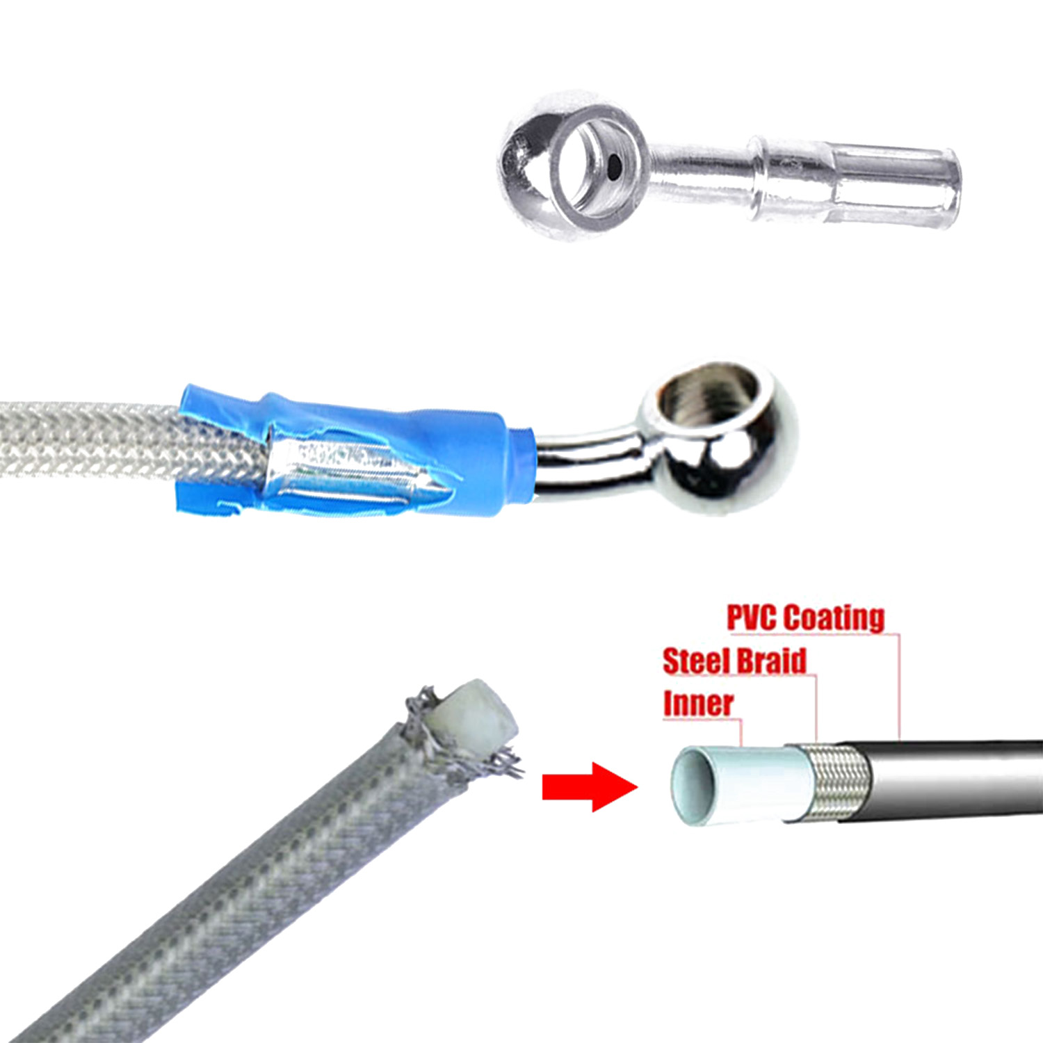 Blue 400mm-2200mm Brake Hose H - Musical Instrument Banjo บทวิจารณ์และราคา