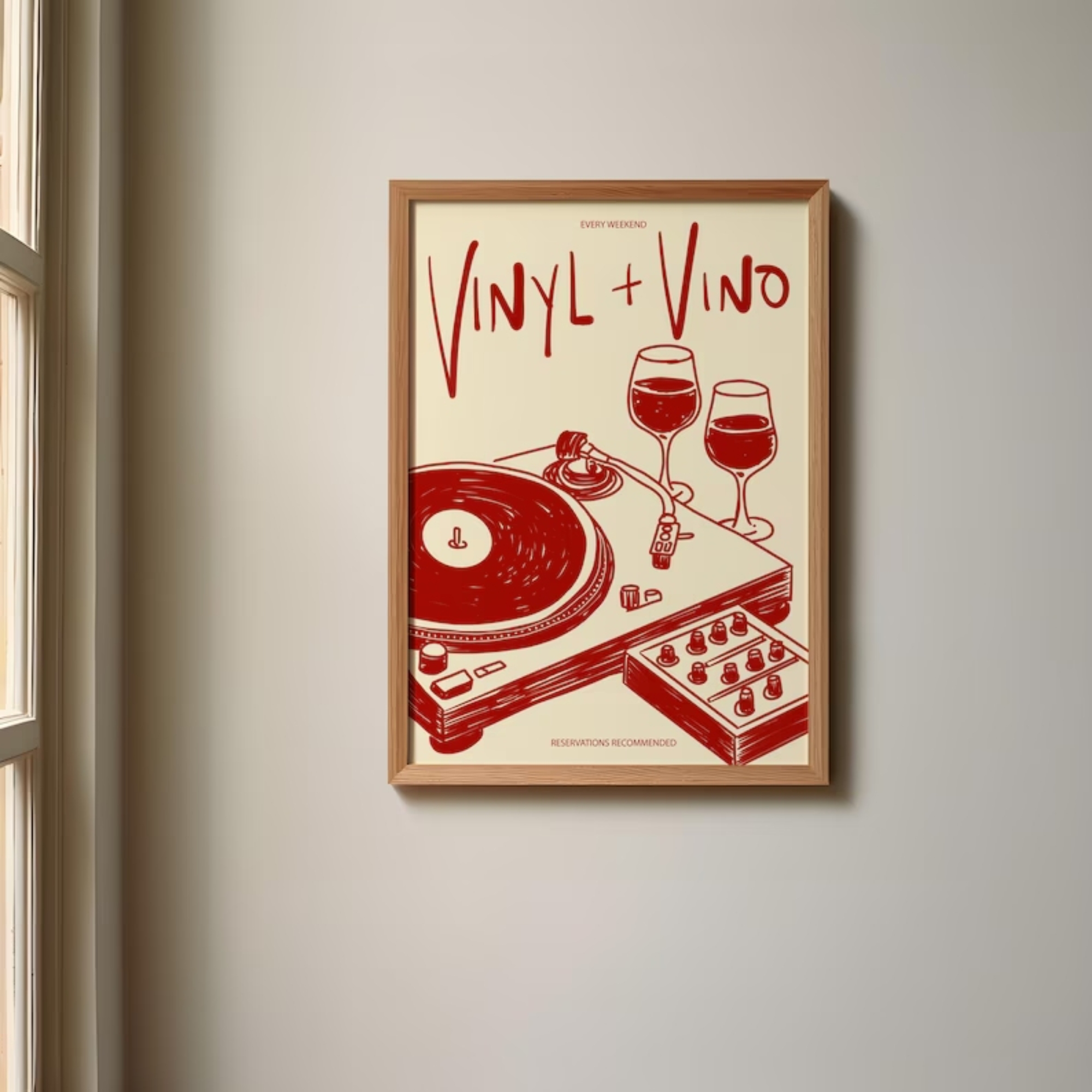 Vinyl & Vino Music Illustratio - Musical Instrument Painting บทวิจารณ์และราคา