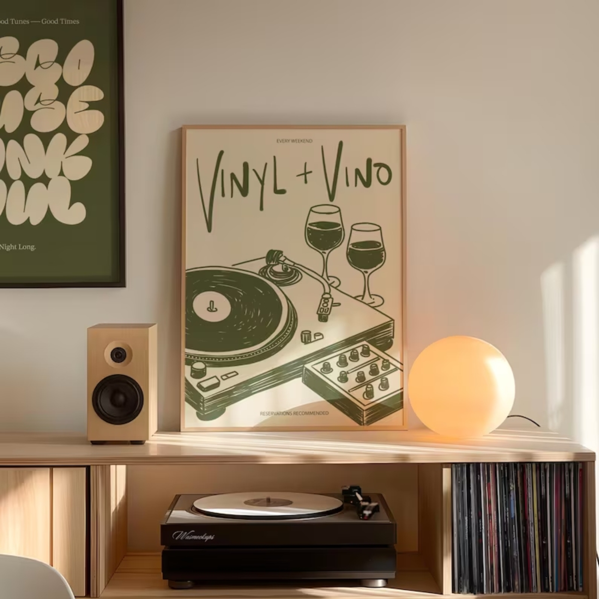 Vinyl & Vino Music Illustratio - Musical Instrument Painting บทวิจารณ์และราคา